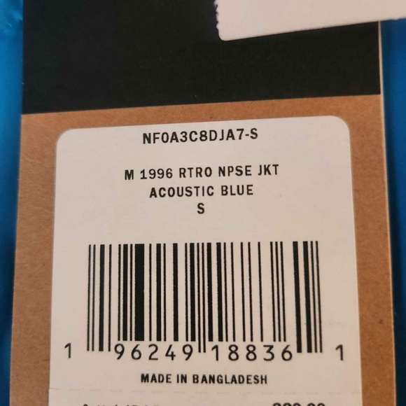 The North Face 1996 Retro Nuptse Puffer Jacket Turquoise (small) - Picture 2 of 3